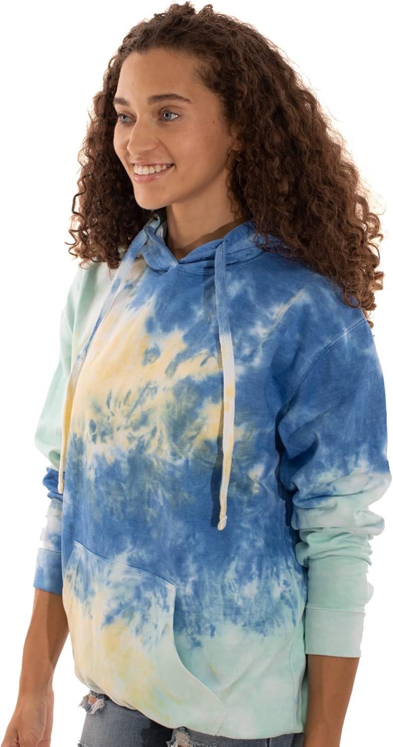 imageBrisco Brands Tie Dye Hoodie Colorful Cloud Fleece Drawstring Hooded Pullover SweatshirtSunshower