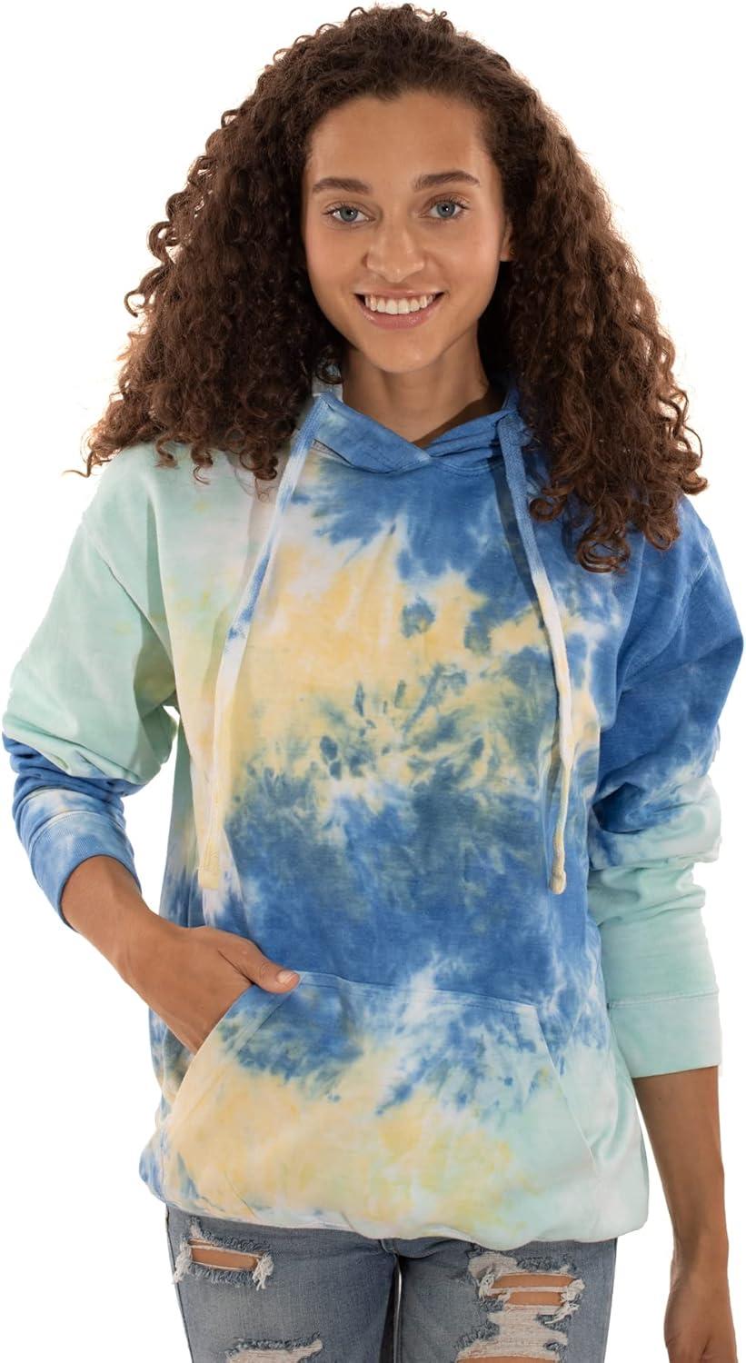 imageBrisco Brands Tie Dye Hoodie Colorful Cloud Fleece Drawstring Hooded Pullover SweatshirtSunshower