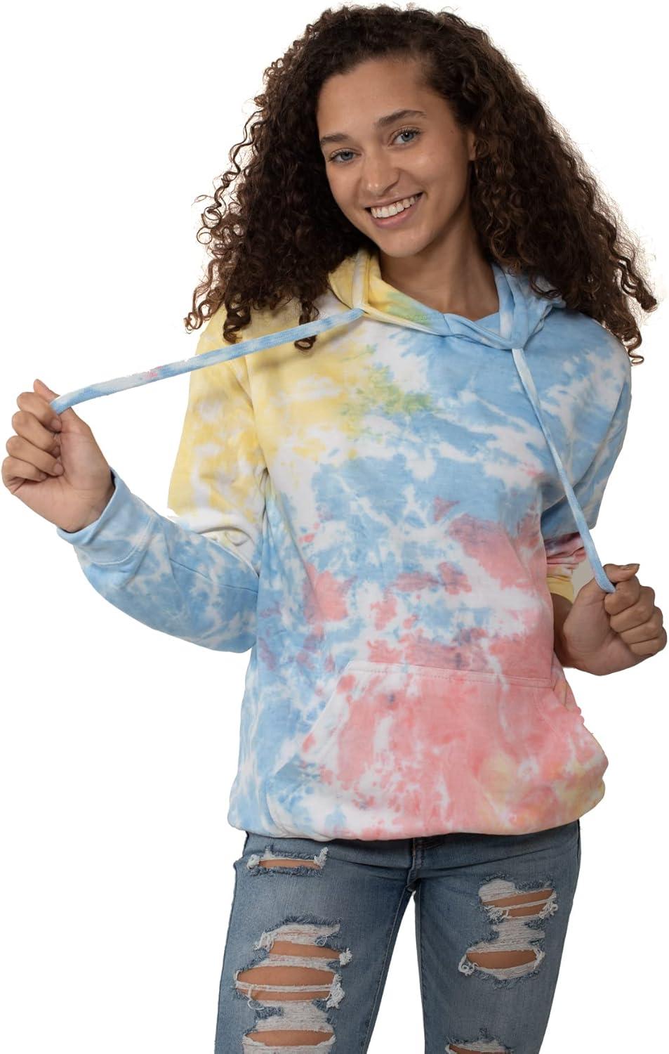 imageBrisco Brands Tie Dye Hoodie Colorful Cloud Fleece Drawstring Hooded Pullover SweatshirtSweet Treat