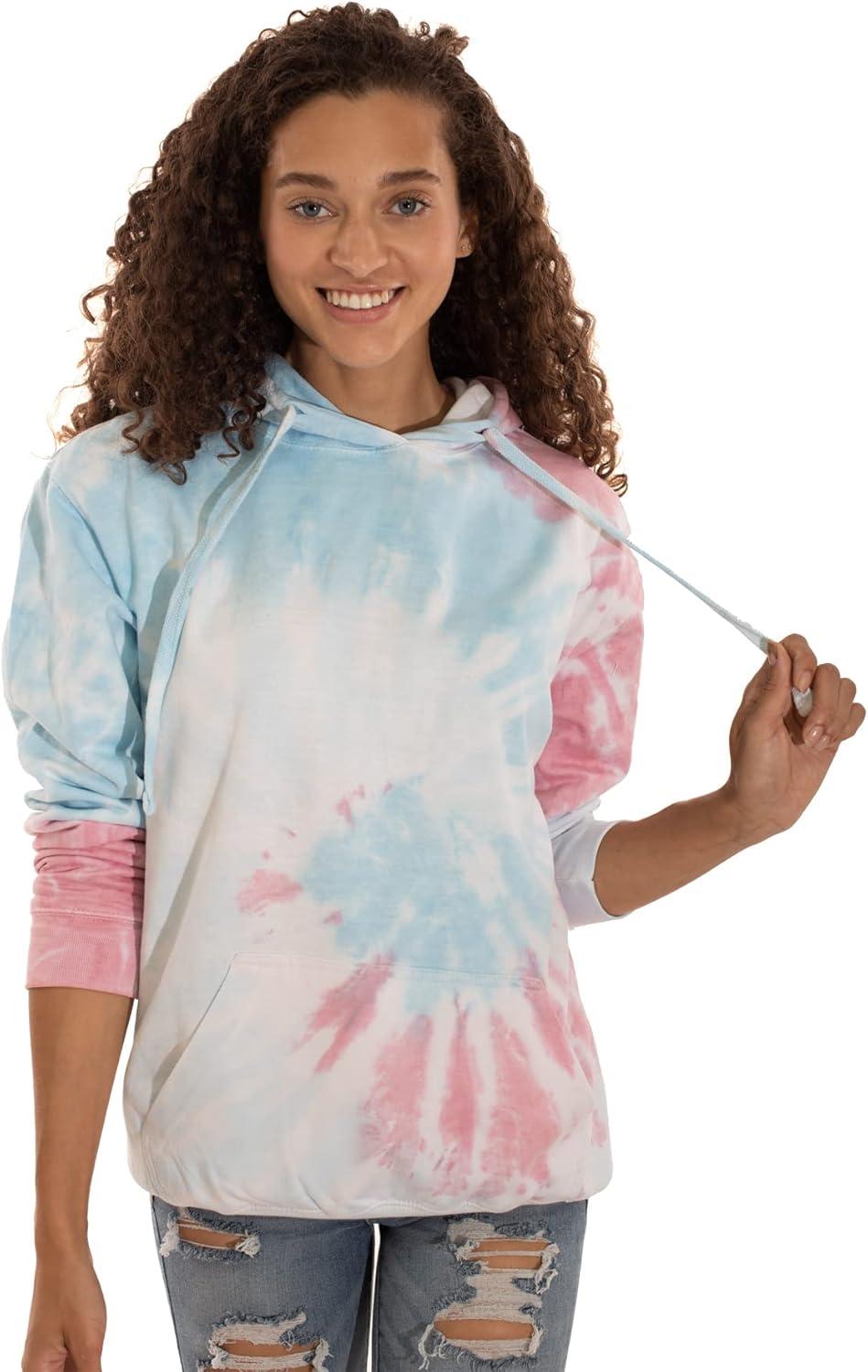 imageBrisco Brands Tie Dye Hoodie Colorful Spiral Fleece Drawstring Hooded Pullover Sweatshirt