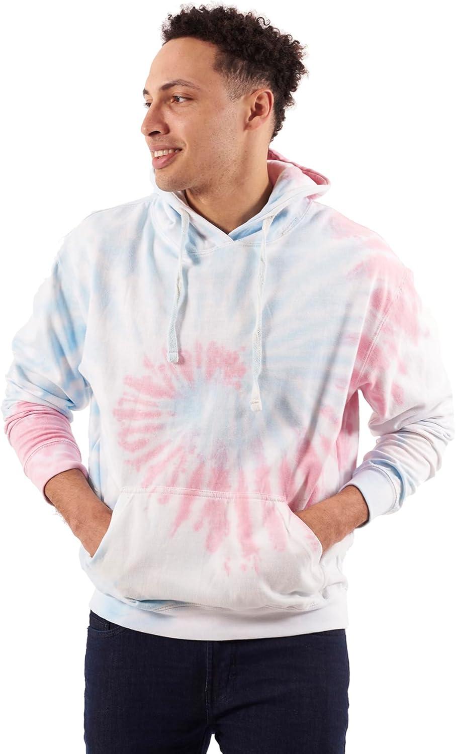 imageBrisco Brands Tie Dye Hoodie Colorful Spiral Fleece Drawstring Hooded Pullover Sweatshirt