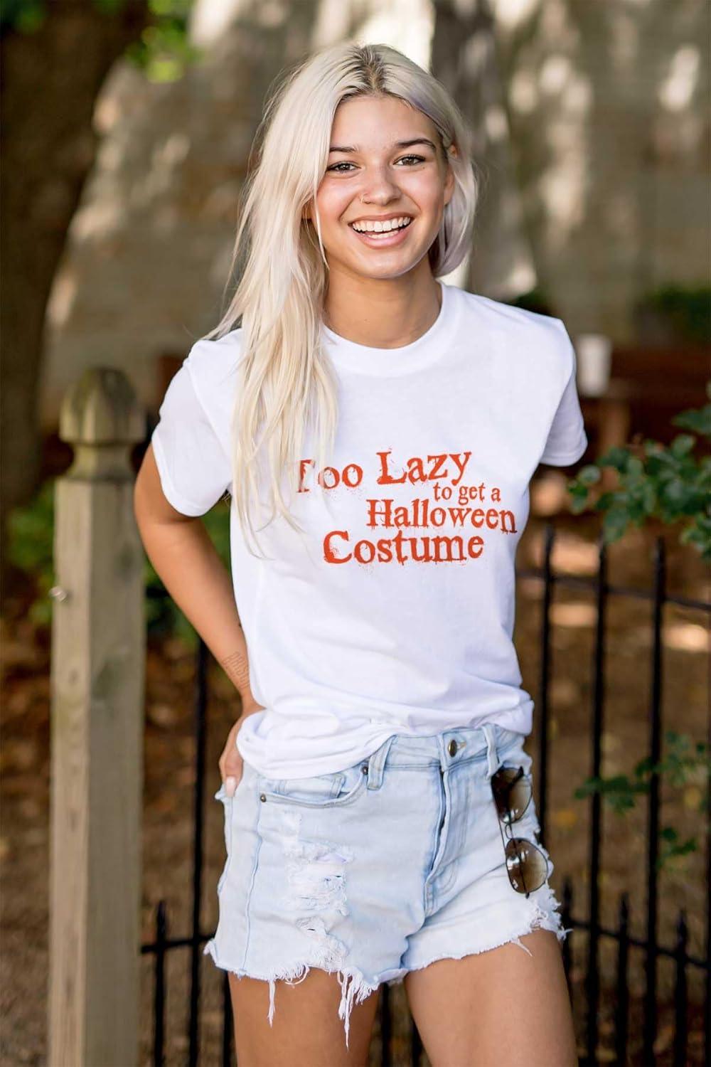 imageBrisco Brands Too Lazy Ironic Halloween Costume Graphic T Shirt Men or WomenWhite