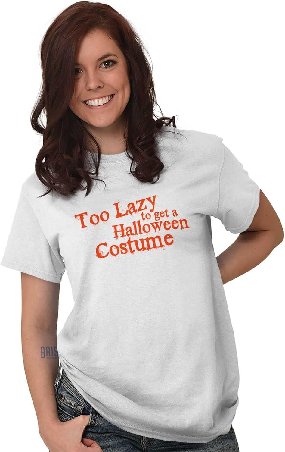imageBrisco Brands Too Lazy Ironic Halloween Costume Graphic T Shirt Men or WomenWhite