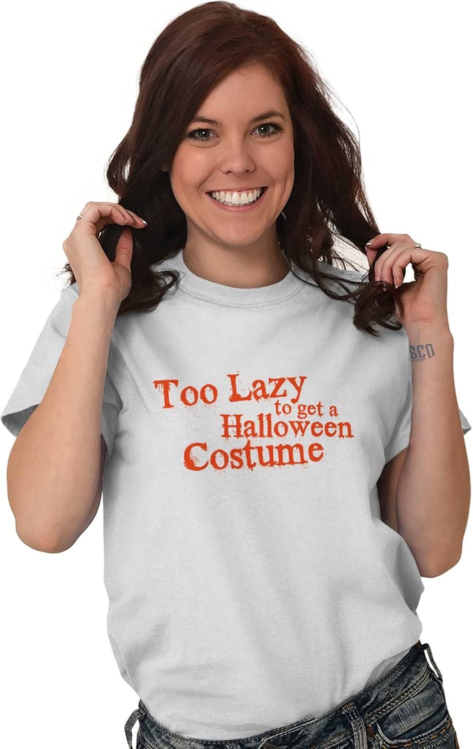 imageBrisco Brands Too Lazy Ironic Halloween Costume Graphic T Shirt Men or WomenWhite