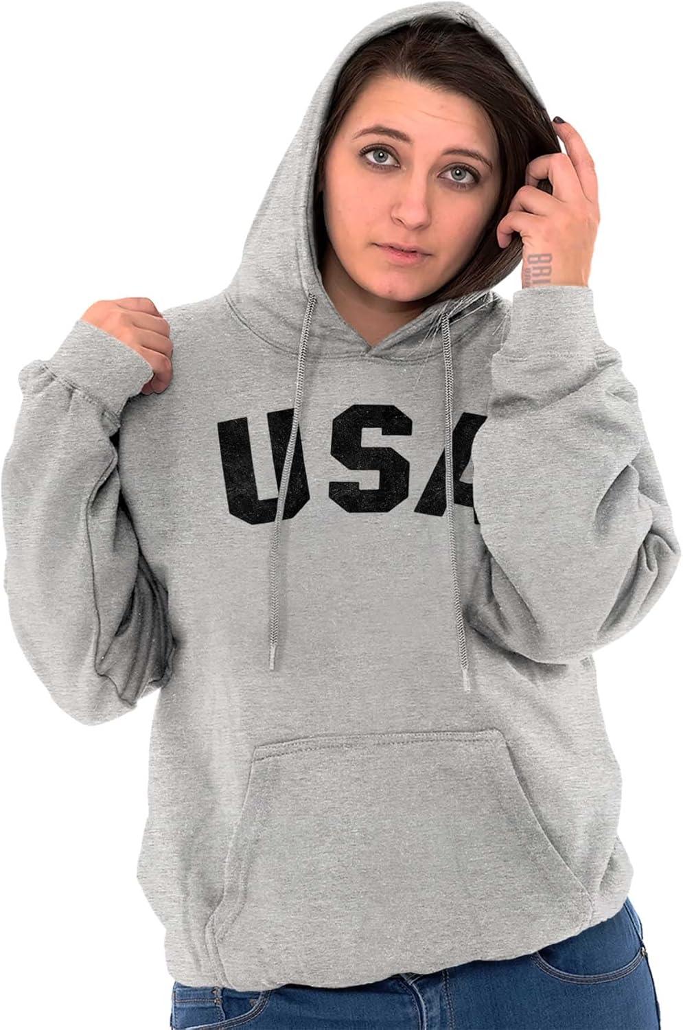 imageBrisco Brands United States of America USA Patriot Hoodie Sweatshirt Women MenSport Grey