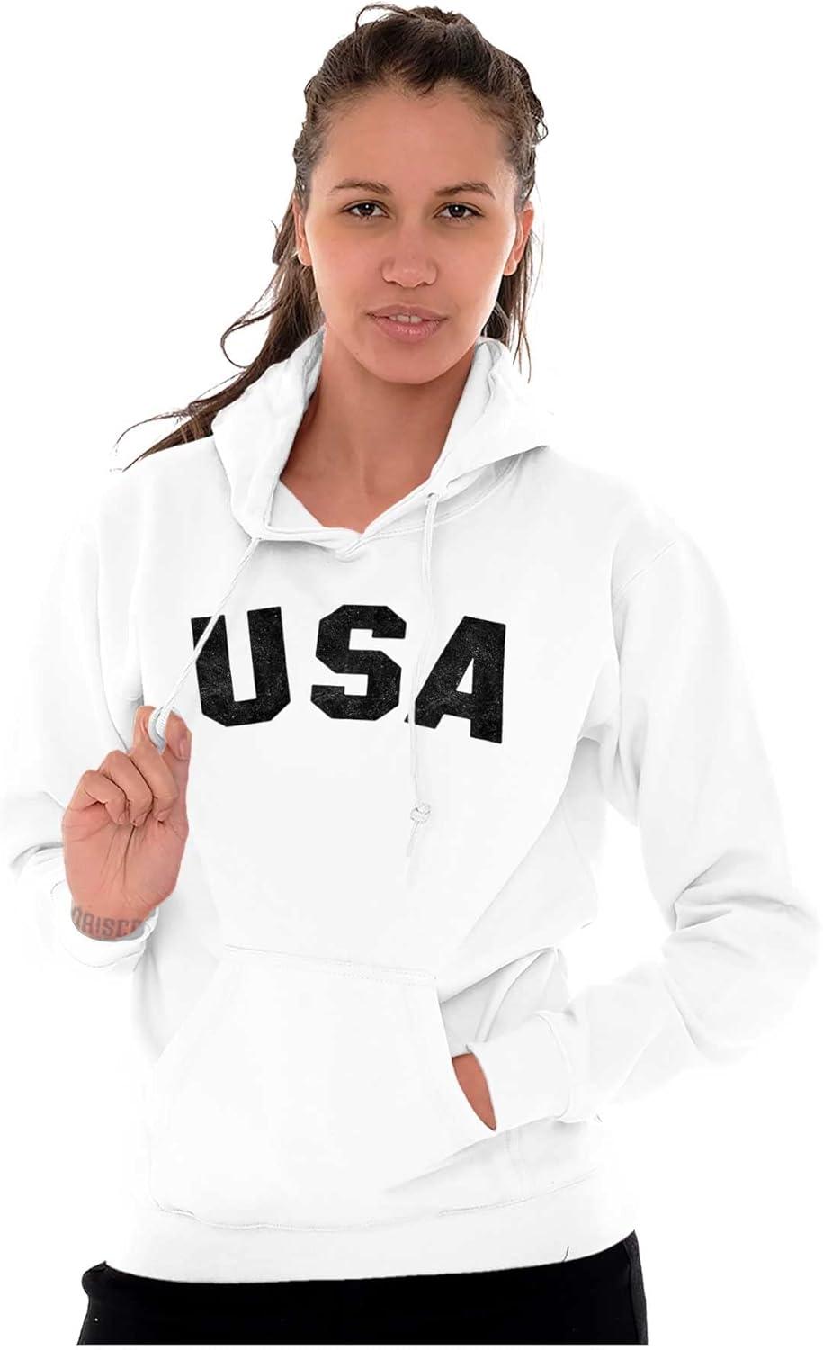 imageBrisco Brands United States of America USA Patriot Hoodie Sweatshirt Women MenWhite