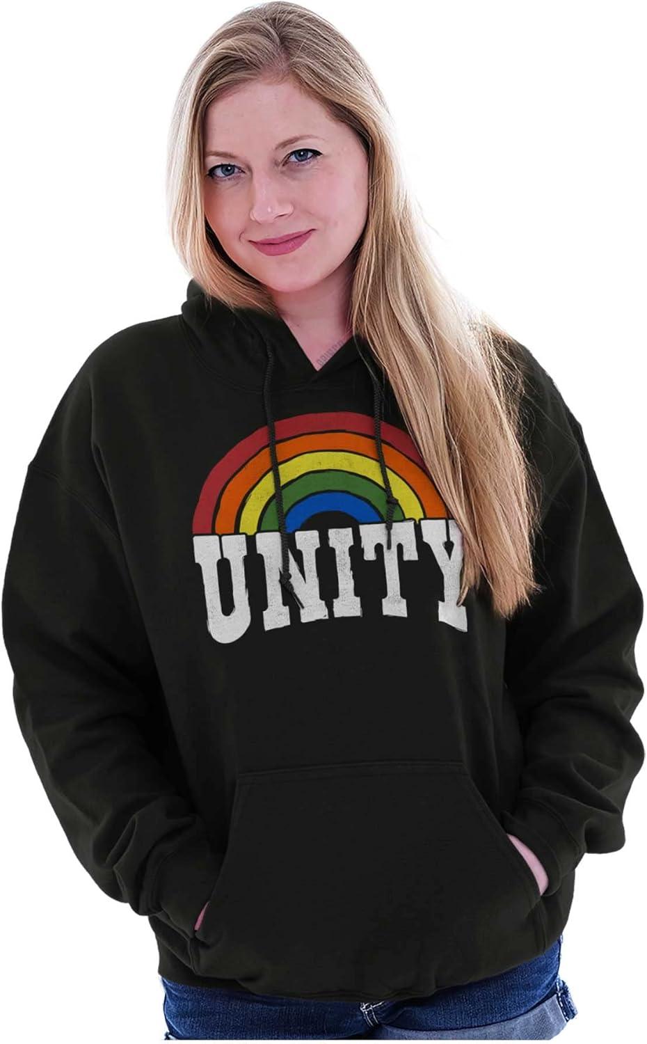 imageBrisco Brands Unity Rainbow Social Justice Equality Hoodie Sweatshirt Women MenBlack