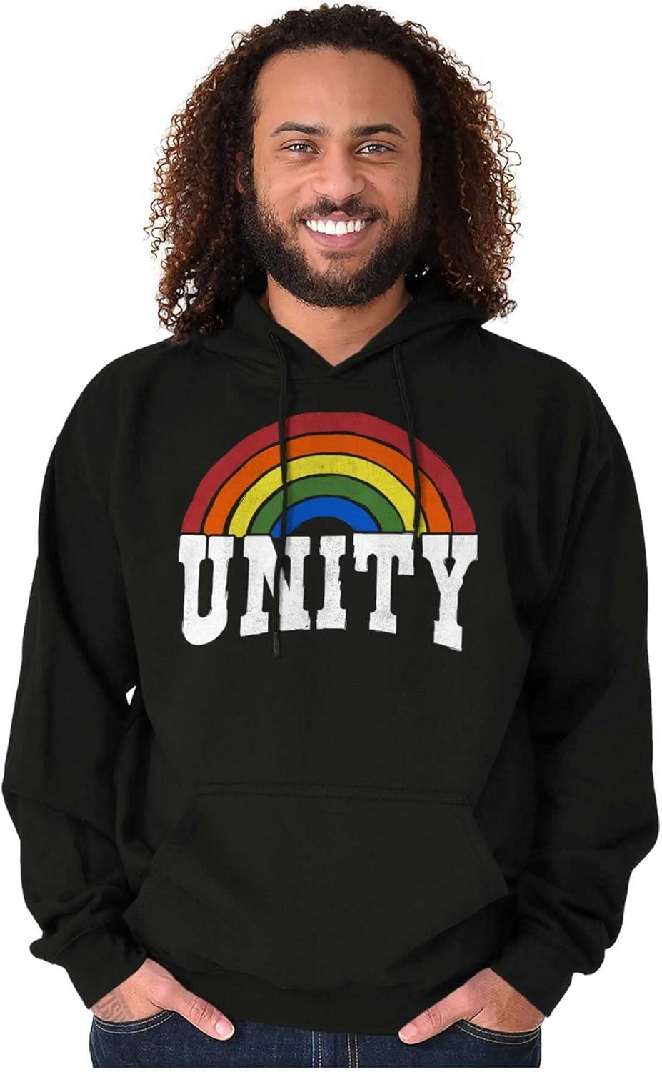 imageBrisco Brands Unity Rainbow Social Justice Equality Hoodie Sweatshirt Women MenBlack