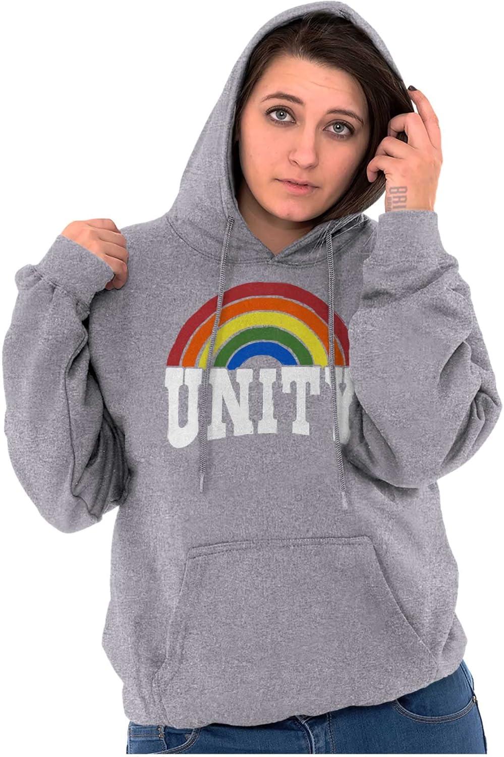 imageBrisco Brands Unity Rainbow Social Justice Equality Hoodie Sweatshirt Women MenSport Grey