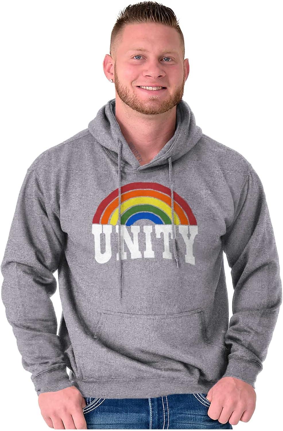 imageBrisco Brands Unity Rainbow Social Justice Equality Hoodie Sweatshirt Women MenSport Grey