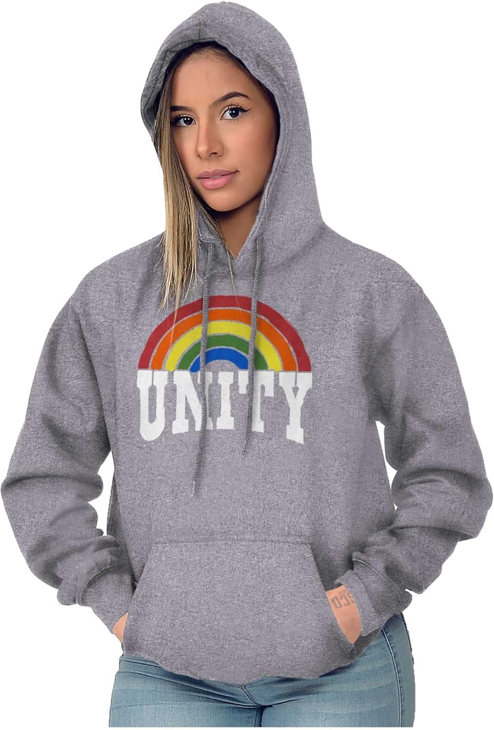 imageBrisco Brands Unity Rainbow Social Justice Equality Hoodie Sweatshirt Women MenSport Grey