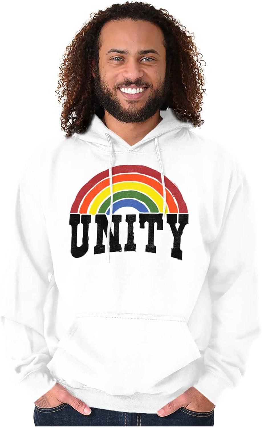 imageBrisco Brands Unity Rainbow Social Justice Equality Hoodie Sweatshirt Women MenWhite