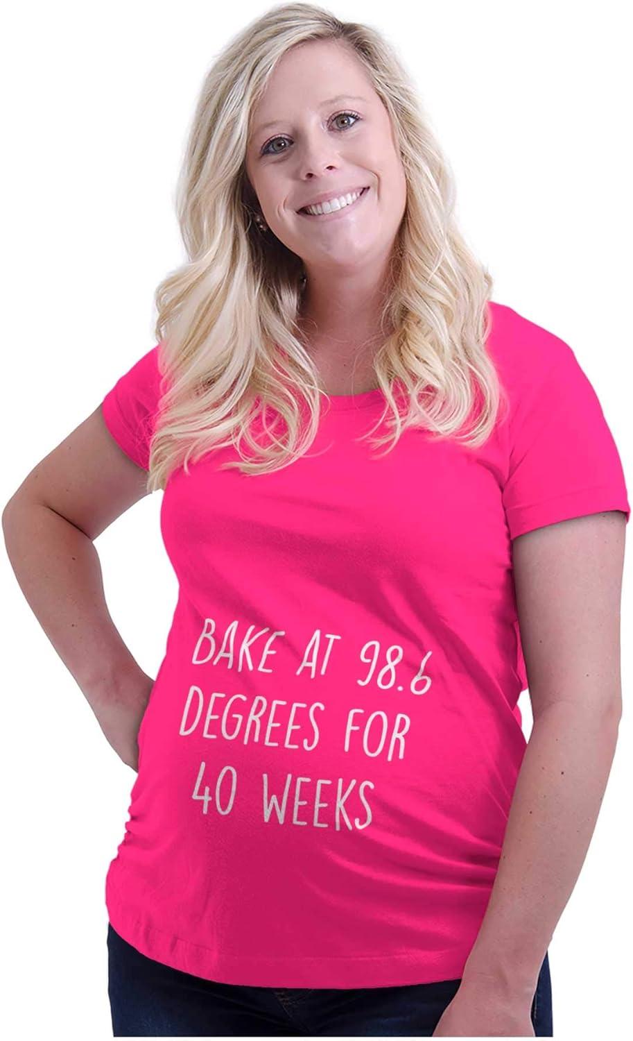 imageBrisco Brands Womens Maternity Bake at 986 Degrees for 40 Weeks T Shirt TeeHot Pink