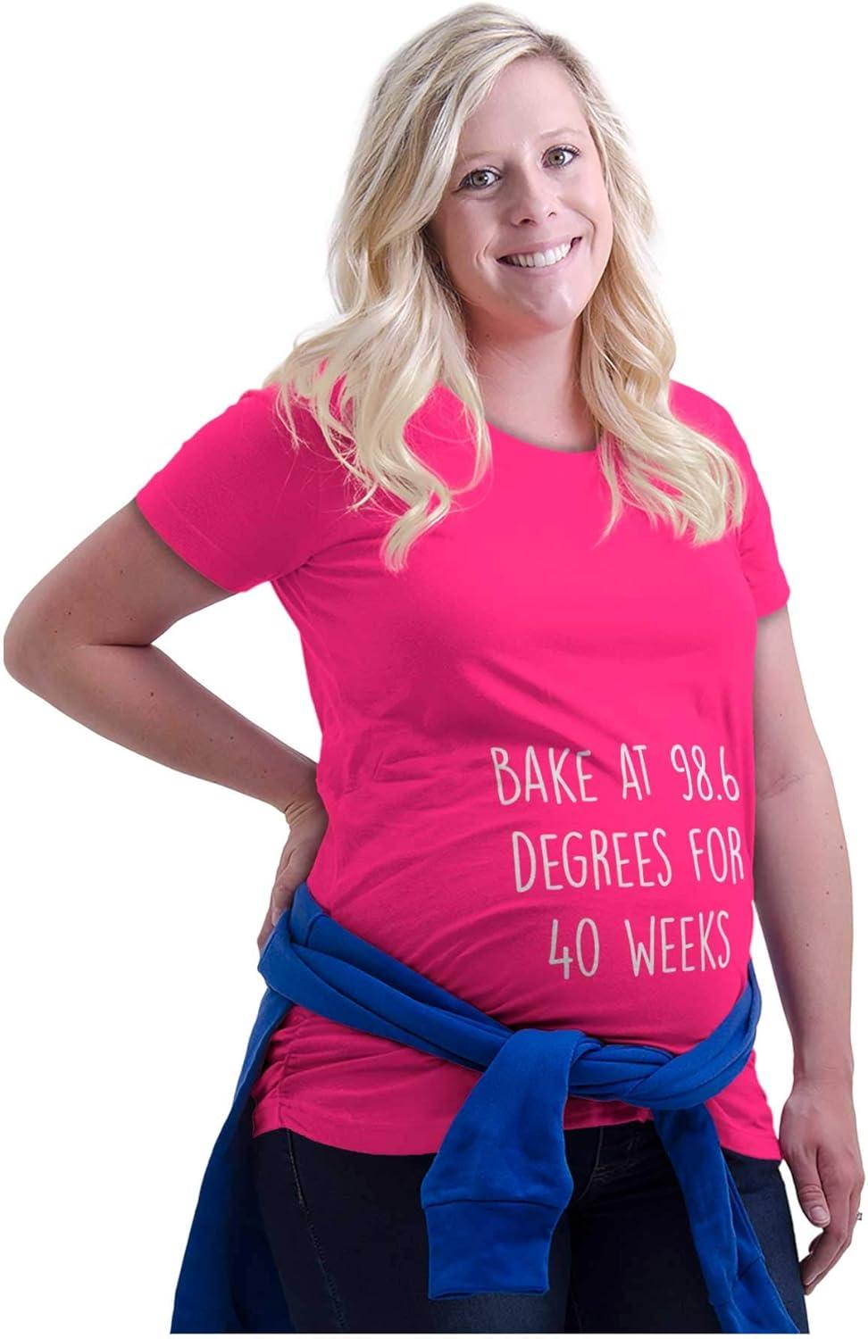 imageBrisco Brands Womens Maternity Bake at 986 Degrees for 40 Weeks T Shirt TeeHot Pink