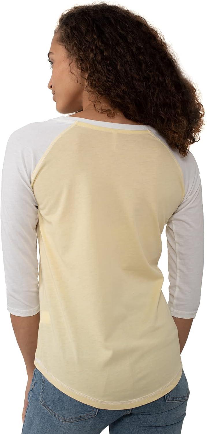 imageBrisco Brands Womens Raglan Tee Juniors 34 Sleeve Baseball TShirtBananaWhite