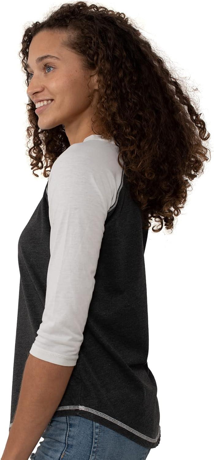 imageBrisco Brands Womens Raglan Tee Juniors 34 Sleeve Baseball TShirtBlackWhite