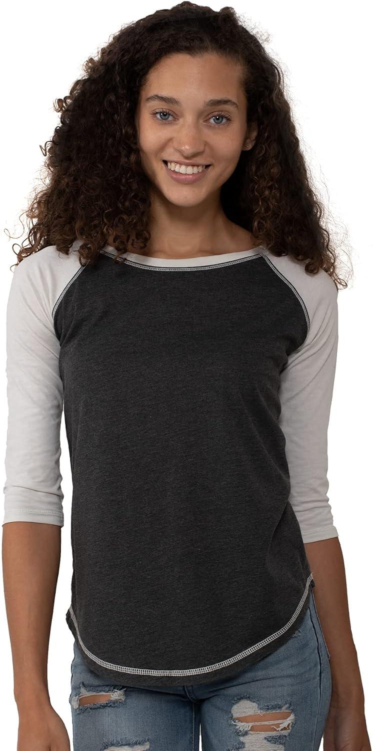 imageBrisco Brands Womens Raglan Tee Juniors 34 Sleeve Baseball TShirtBlackWhite