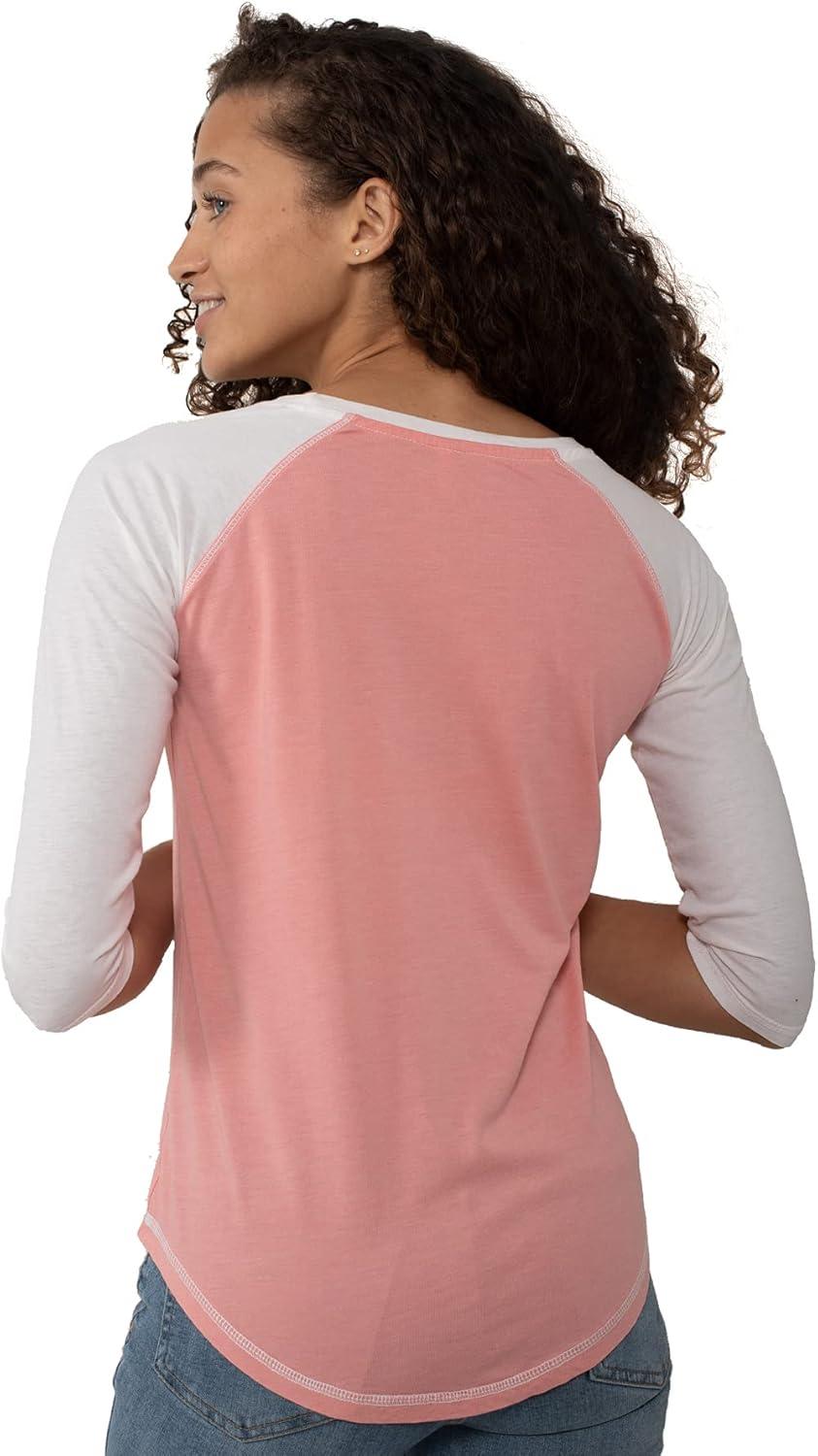 imageBrisco Brands Womens Raglan Tee Juniors 34 Sleeve Baseball TShirtCoralWhite