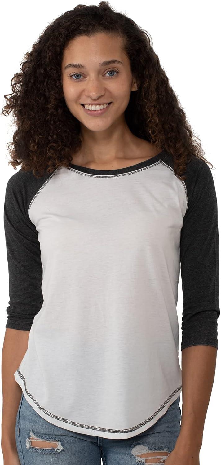 imageBrisco Brands Womens Raglan Tee Juniors 34 Sleeve Baseball TShirtWhiteBlack