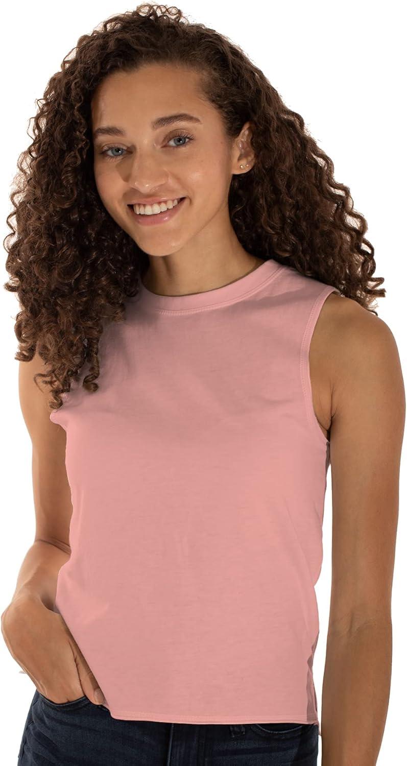 imageBrisco Brands Womens Sleeveless Muscle Tee Juniors Basic Crewneck Tank TopCoral