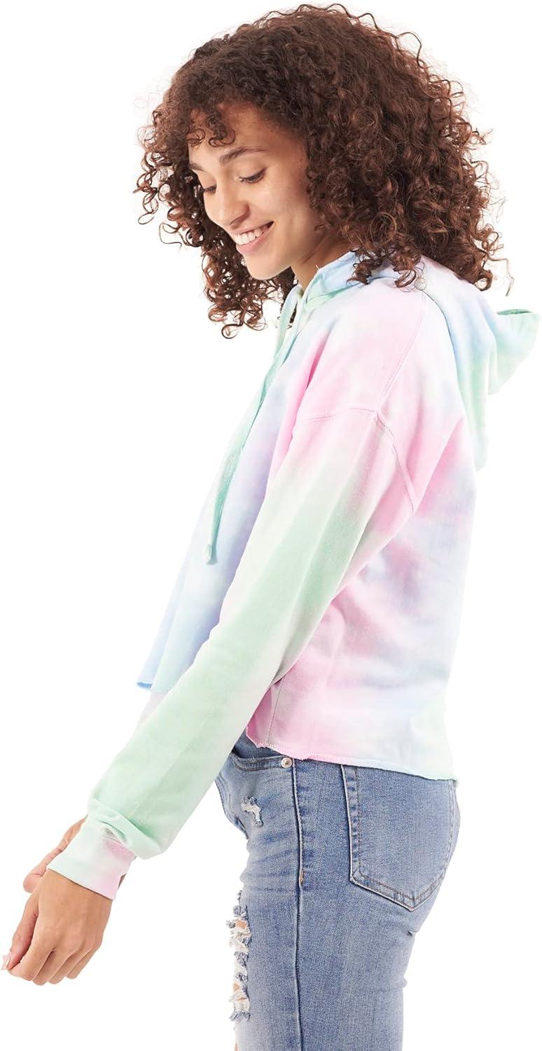 imageBrisco Brands Womens Tie Dye Crop Hoodie Colorful Cloud Fleece Drawstring Hooded Pullover SweatshirtMidsummer Magic