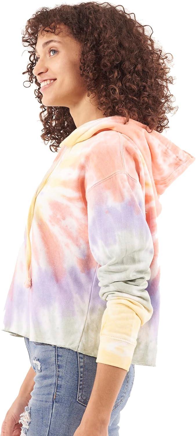 imageBrisco Brands Womens Tie Dye Crop Hoodie Colorful Spiral Fleece Drawstring Hooded Pullover SweatshirtVacation Vibes