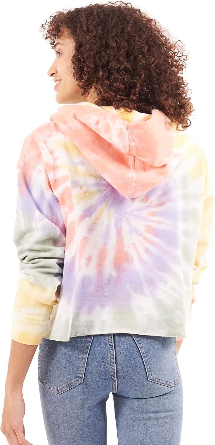 imageBrisco Brands Womens Tie Dye Crop Hoodie Colorful Spiral Fleece Drawstring Hooded Pullover SweatshirtVacation Vibes