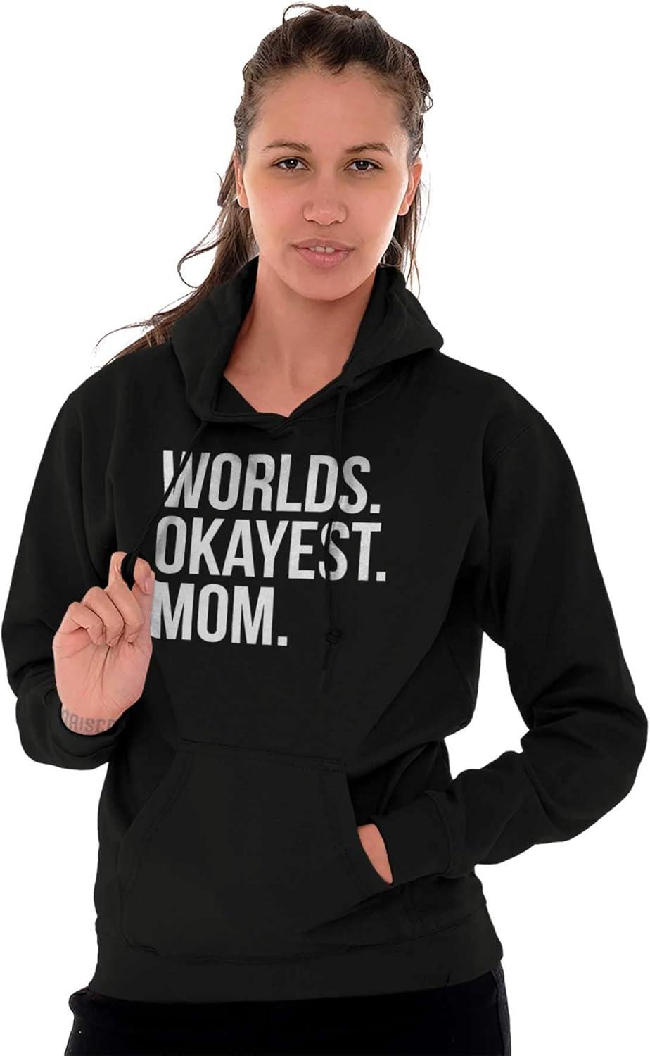 imageBrisco Brands Worlds Okayest Mom Mothers Day Mama Hoodie Sweatshirt WomenBlack