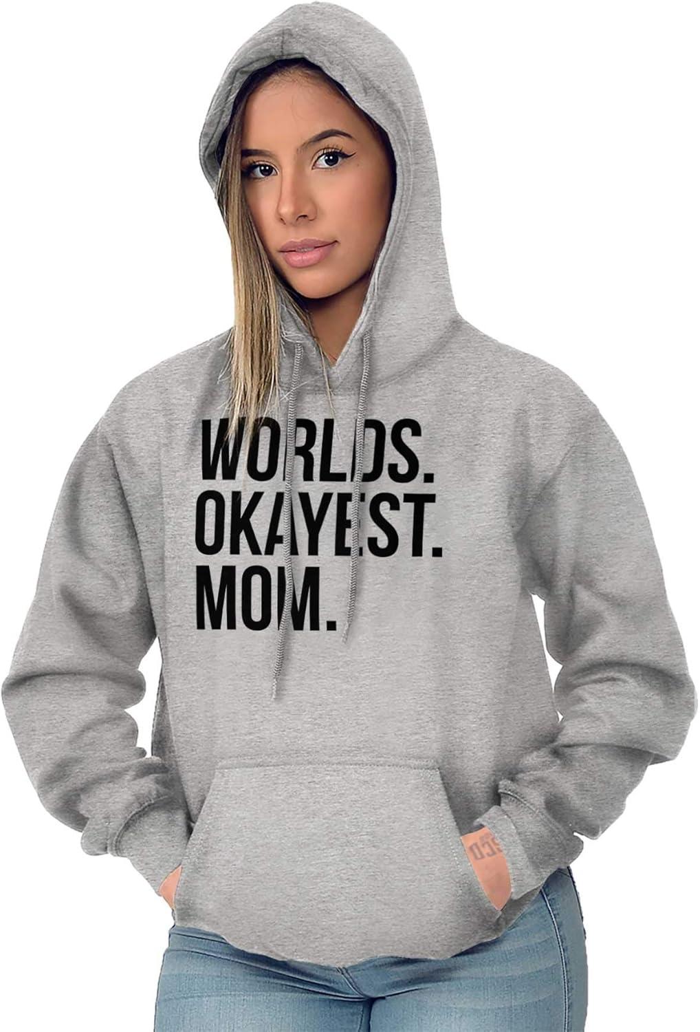 imageBrisco Brands Worlds Okayest Mom Mothers Day Mama Hoodie Sweatshirt WomenSport Grey