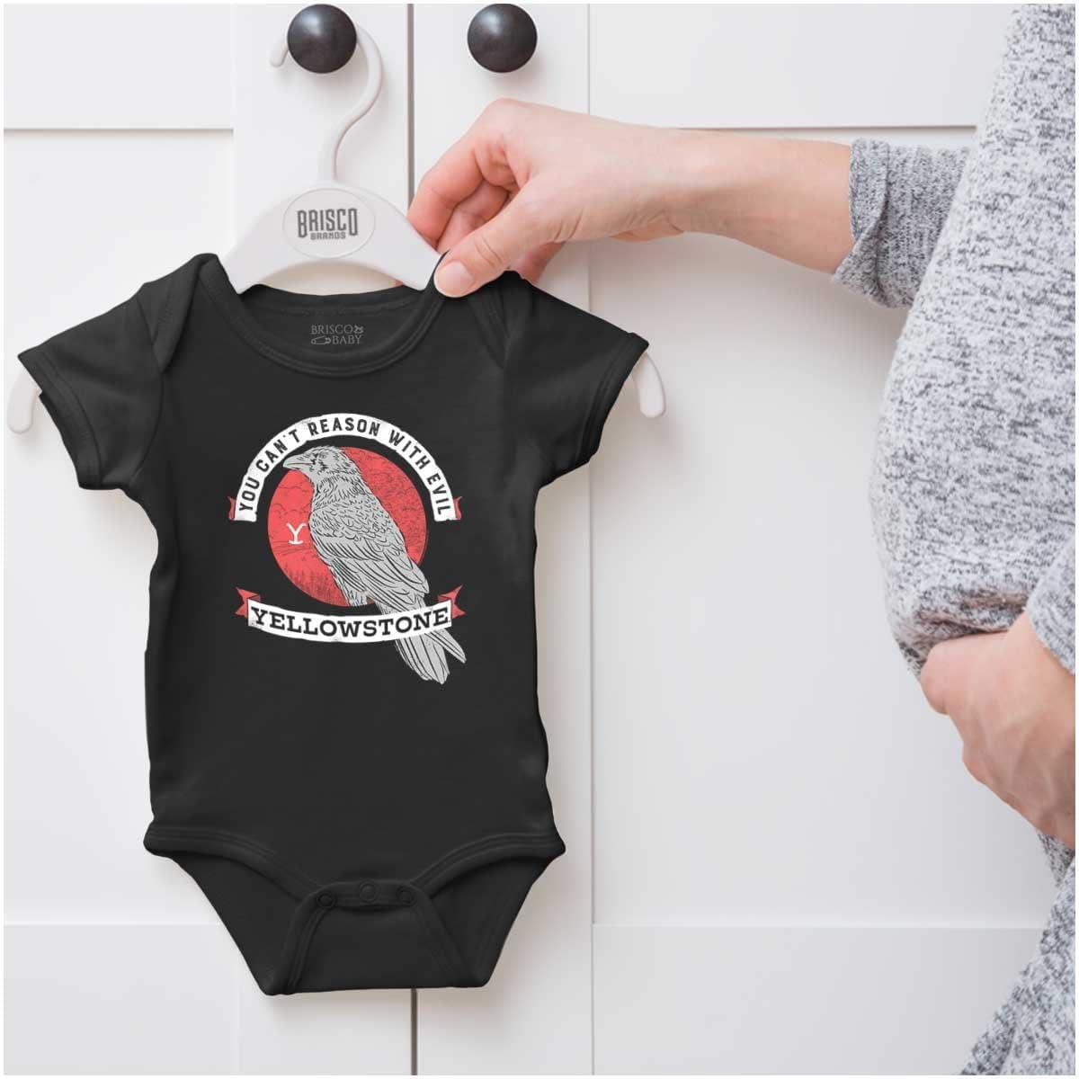 imageBrisco Brands Yellowstone Cant Reason with Evil Baby Romper Boys or GirlsBlack