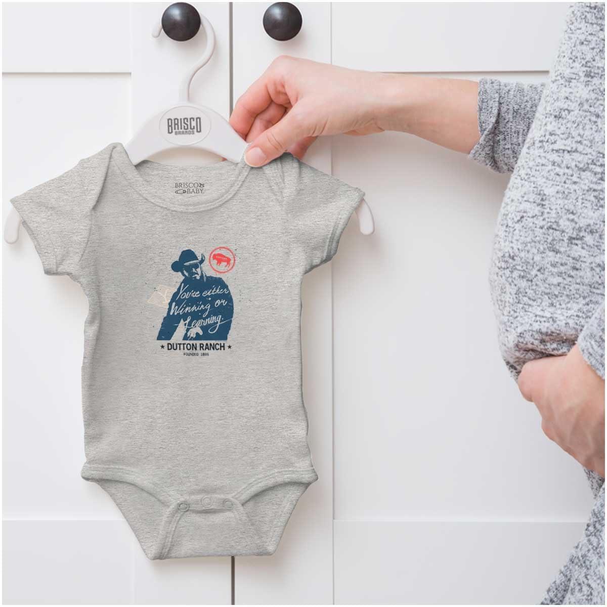 imageBrisco Brands Yellowstone Cowboy Winning or Losing Baby Romper Boys or GirlsHeather