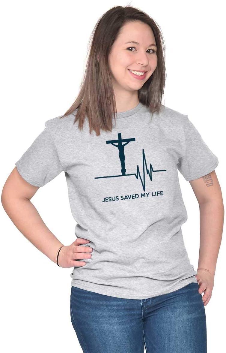 imageChristian Strong Jesus Saved My Life Crucifix Graphic T Shirt Men or WomenAsh Grey