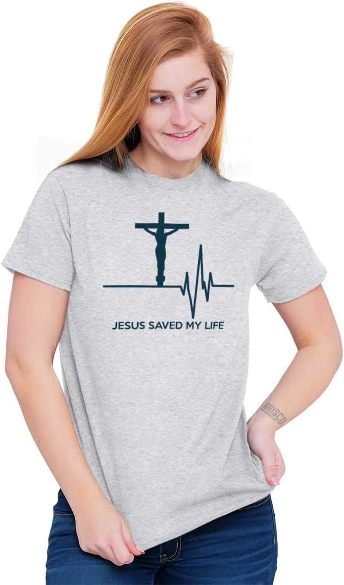 imageChristian Strong Jesus Saved My Life Crucifix Graphic T Shirt Men or WomenAsh Grey