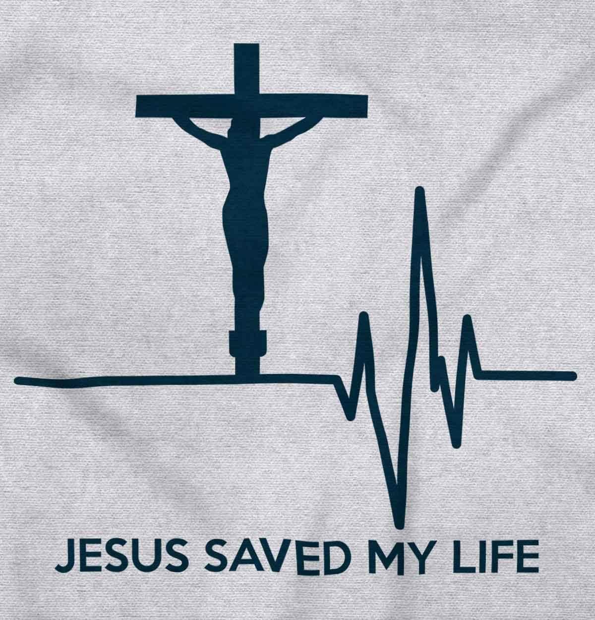 imageChristian Strong Jesus Saved My Life Crucifix Graphic T Shirt Men or WomenAsh Grey