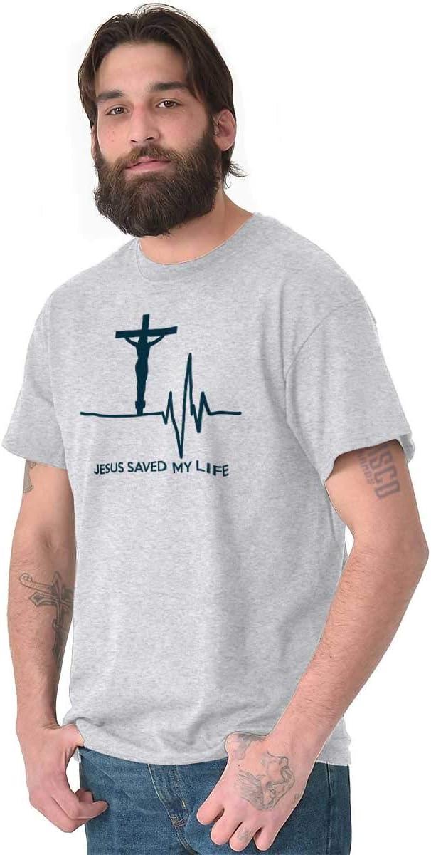 imageChristian Strong Jesus Saved My Life Crucifix Graphic T Shirt Men or WomenAsh Grey