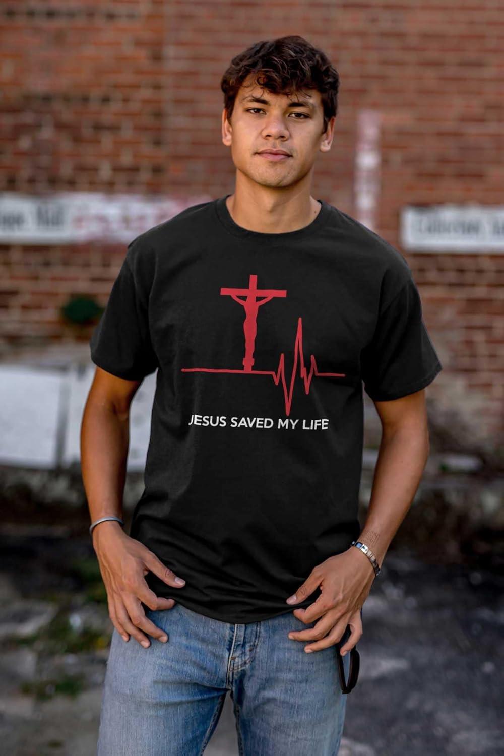 imageChristian Strong Jesus Saved My Life Crucifix Graphic T Shirt Men or WomenBlack
