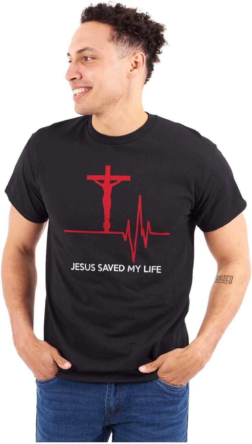 imageChristian Strong Jesus Saved My Life Crucifix Graphic T Shirt Men or WomenBlack