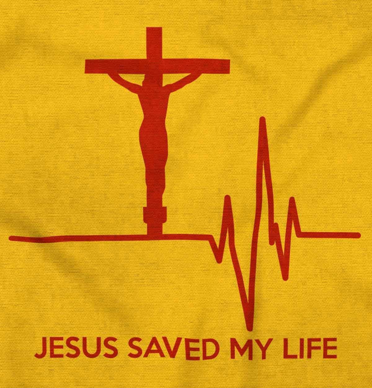 imageChristian Strong Jesus Saved My Life Crucifix Graphic T Shirt Men or WomenGold