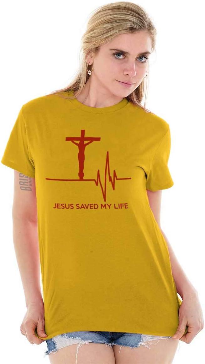 imageChristian Strong Jesus Saved My Life Crucifix Graphic T Shirt Men or WomenGold
