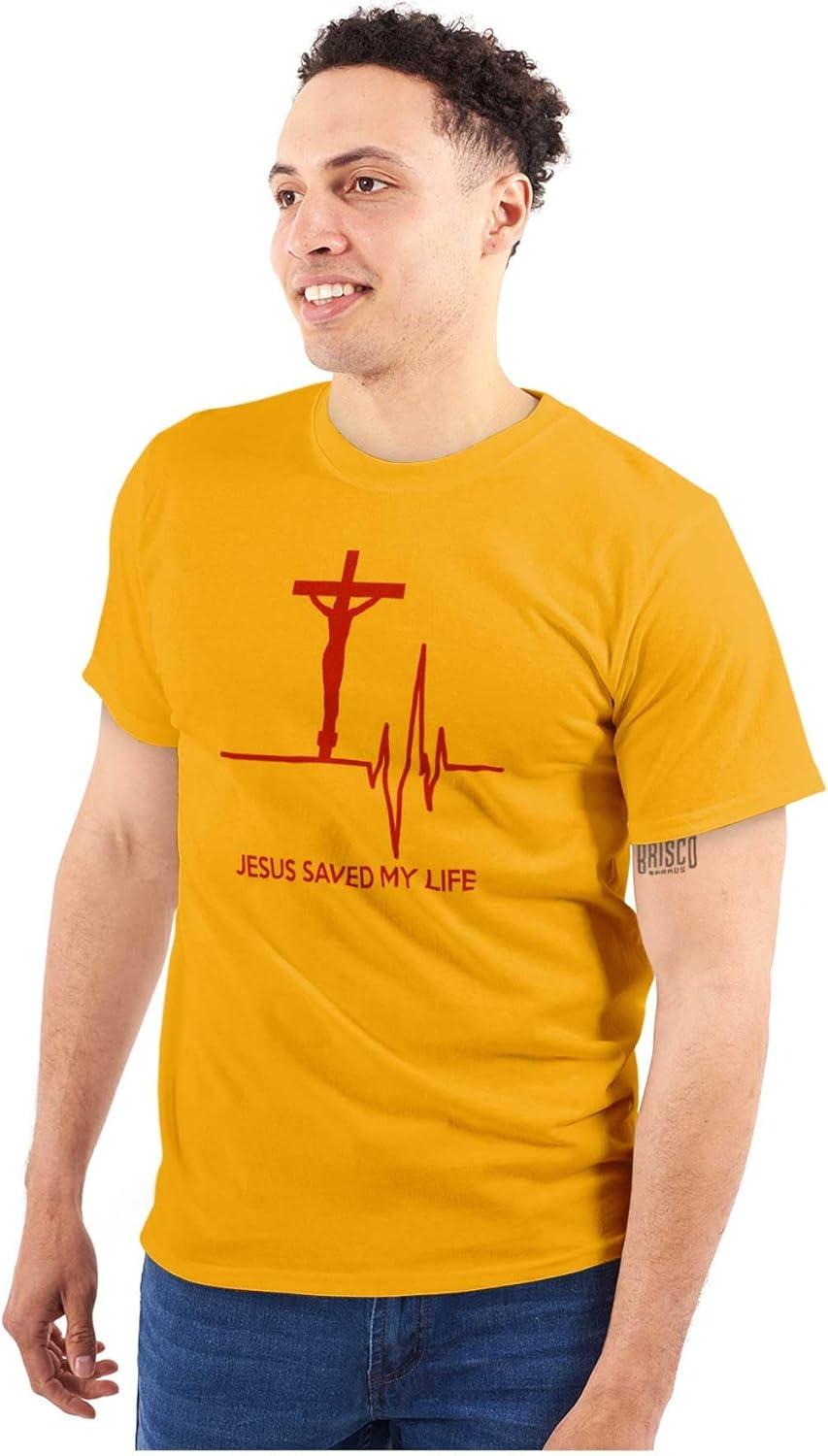 imageChristian Strong Jesus Saved My Life Crucifix Graphic T Shirt Men or WomenGold
