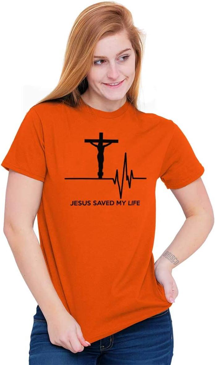 imageChristian Strong Jesus Saved My Life Crucifix Graphic T Shirt Men or WomenOrange