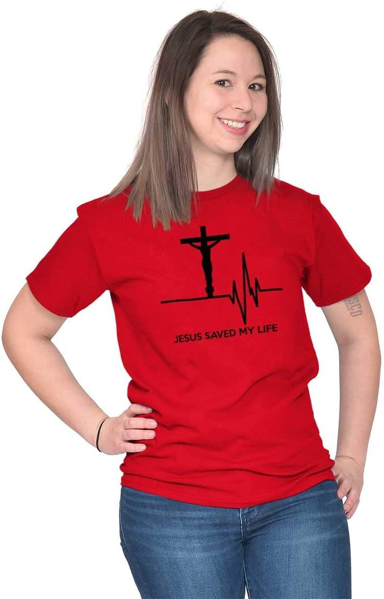 imageChristian Strong Jesus Saved My Life Crucifix Graphic T Shirt Men or WomenRed