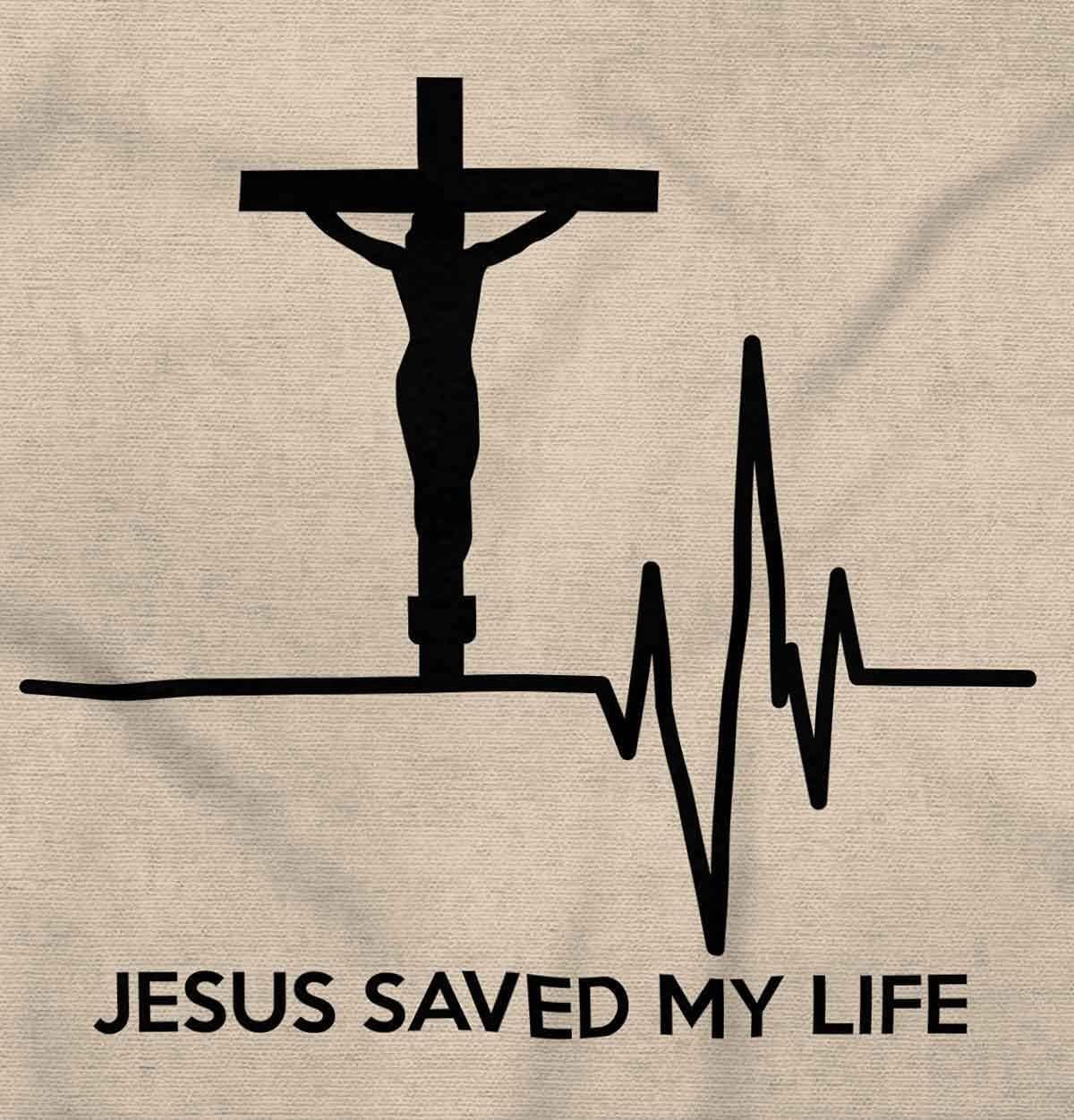 imageChristian Strong Jesus Saved My Life Crucifix Graphic T Shirt Men or WomenSand