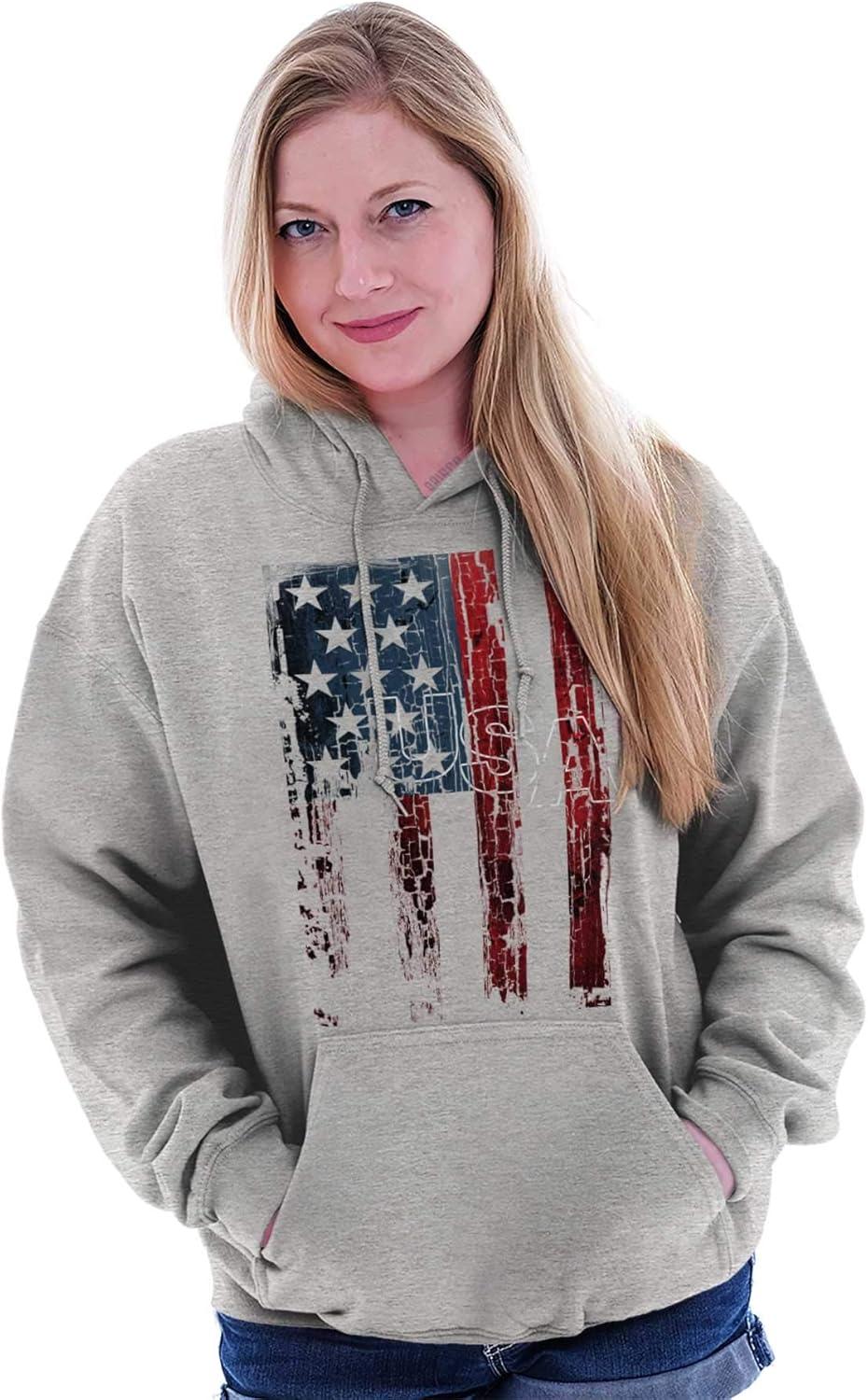imageClassic Teaze American Flag Vertical Star Antique Hoodie Sweatshirt Women MenSport Grey