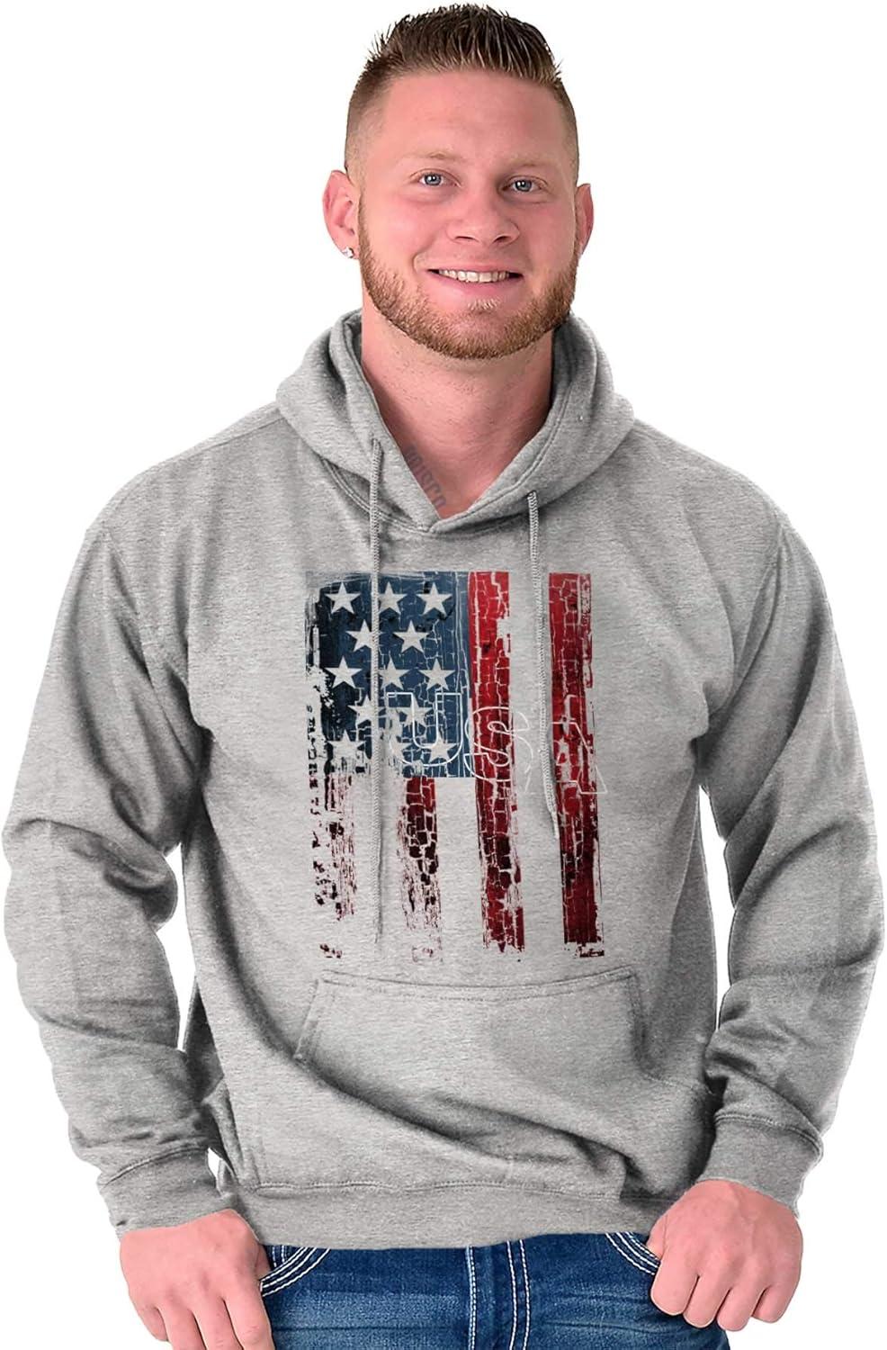 imageClassic Teaze American Flag Vertical Star Antique Hoodie Sweatshirt Women MenSport Grey