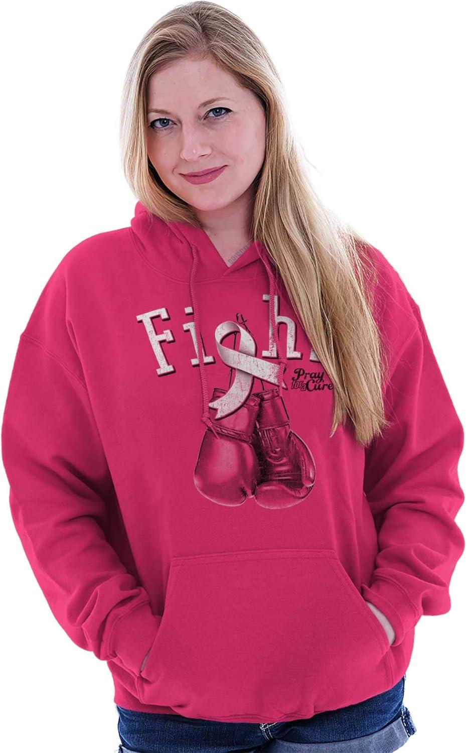 imageClassic Teaze Fight Boxing Breast Cancer Warrior Hoodie Sweatshirt WomenHeliconia