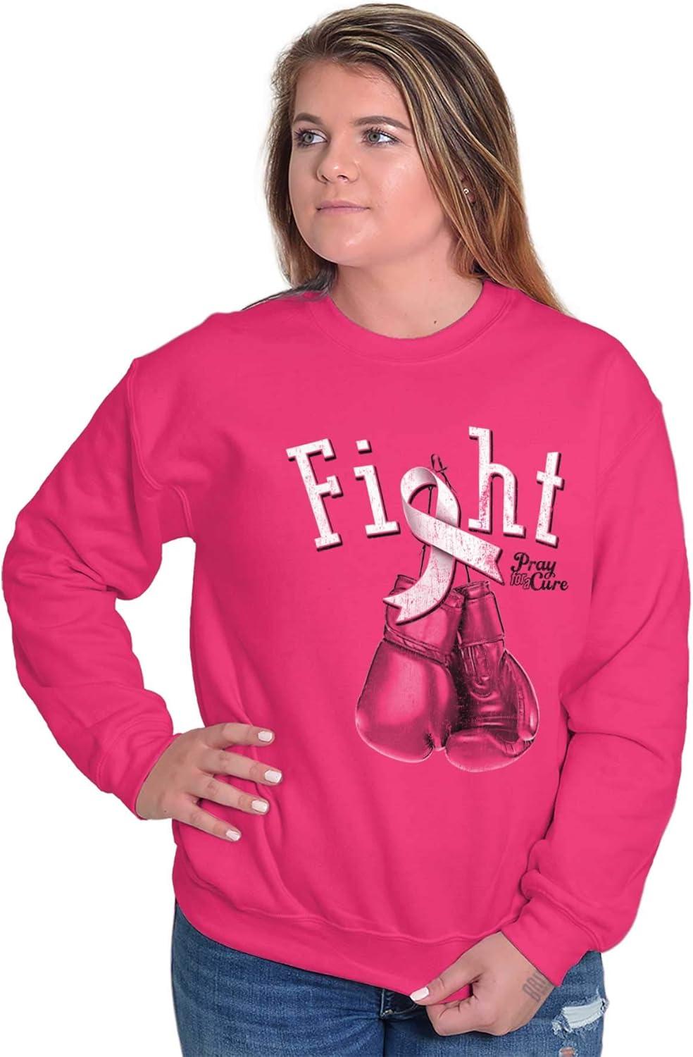 imageClassic Teaze Fight Boxing Breast Cancer Warrior Women Crewneck SweatshirtHeliconia