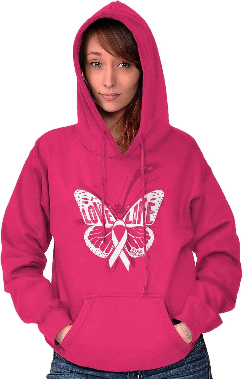 imageClassic Teaze Love Life Butterfly Breast Cancer Hoodie Sweatshirt WomenHeliconia