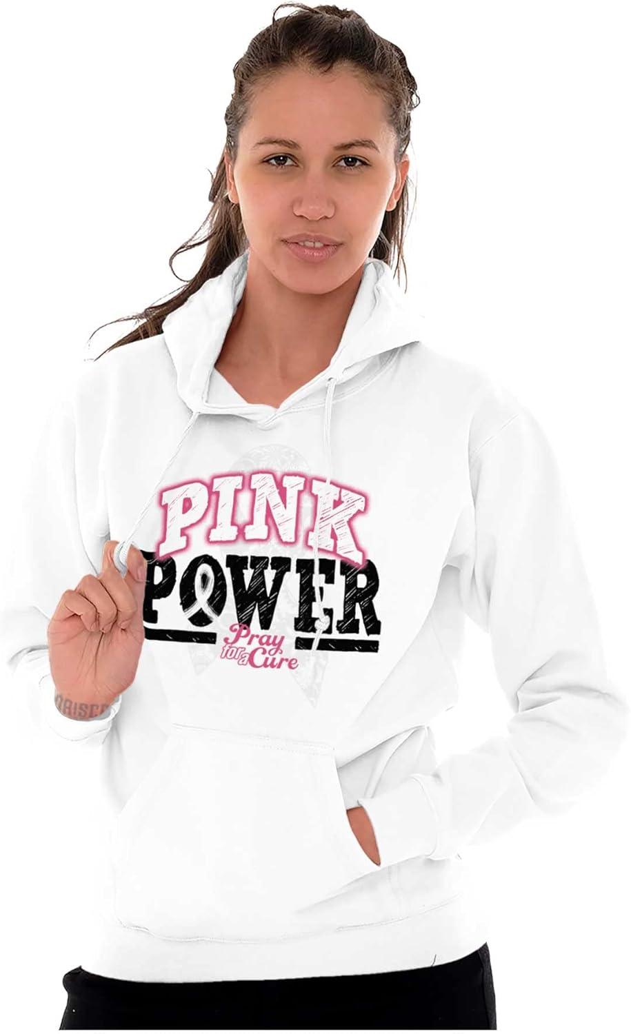 imageClassic Teaze Pink Power Breast Cancer Awareness Hoodie Sweatshirt WomenWhite