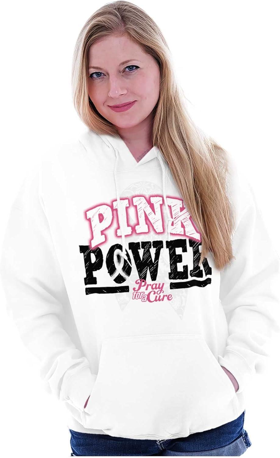 imageClassic Teaze Pink Power Breast Cancer Awareness Hoodie Sweatshirt WomenWhite
